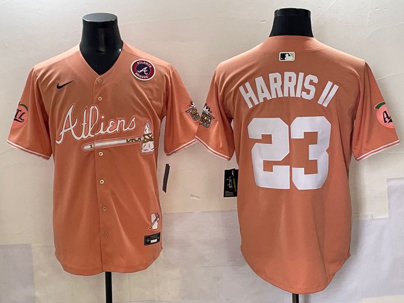 Men 2025 Atlanta Braves #23 Harris ii Orange Five generations Joint Name Nike MLB Jersey style 6->atlanta braves->MLB Jersey